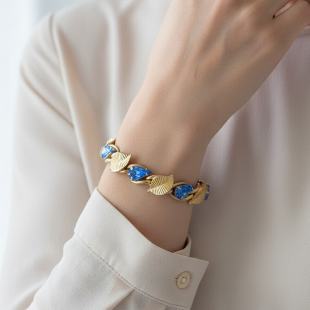 Gold and blue Gemstone bracelet